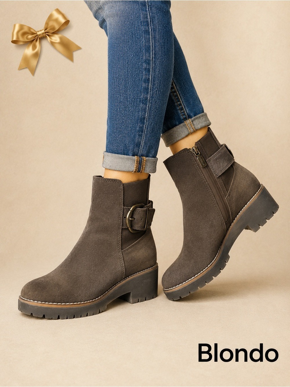 Blondo Waterproof Suede Lug Sole Ankle Boots Brown Chelsea Booties Women’s 6.5